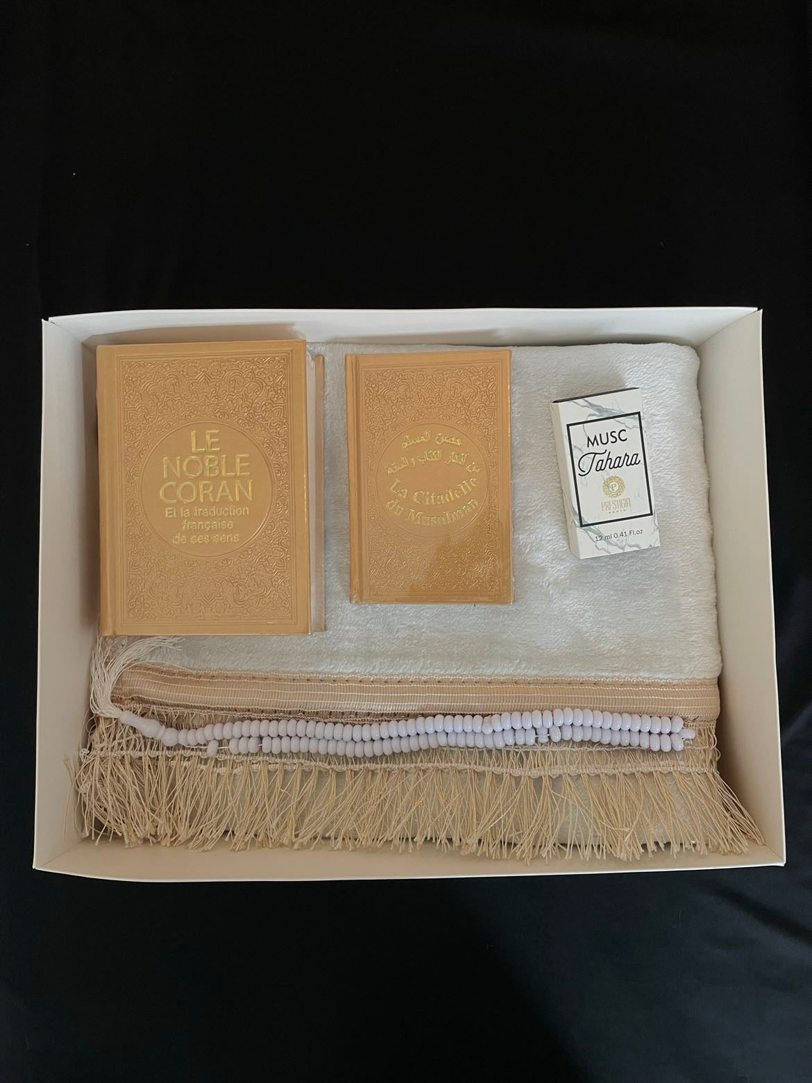 🤎 Coffret Islamique Luxe Beige – Coran, Citadelle, Musc Tahara & Chapelet